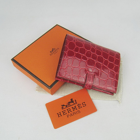 Cheap Replica Hermes Red Crocodile Veins Wallet H006